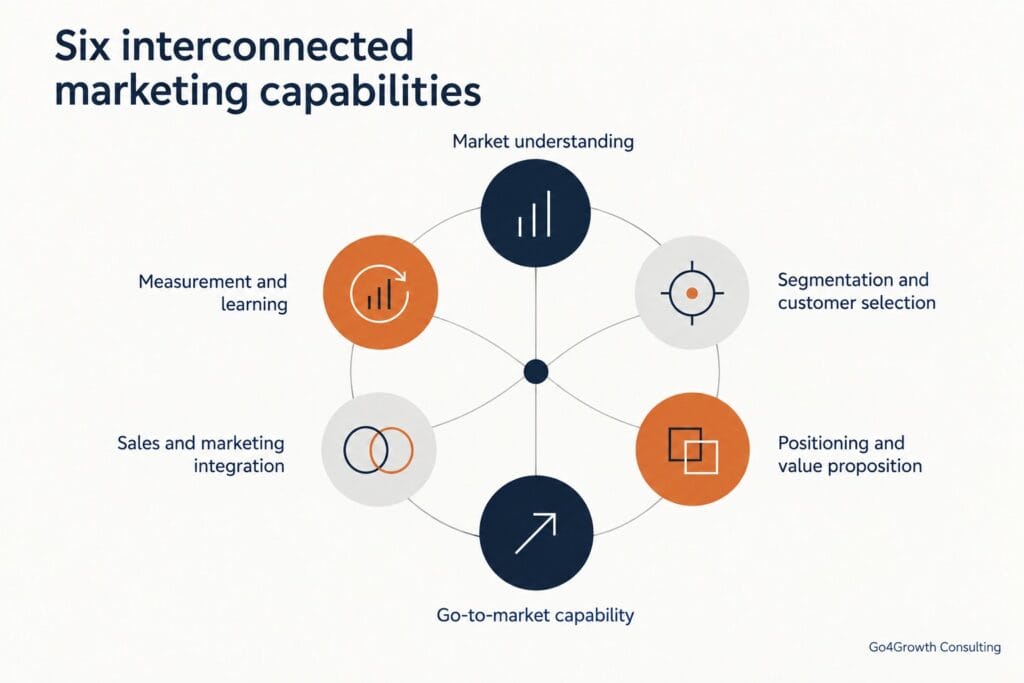 Six interconnected marketing capabilities for a growing business